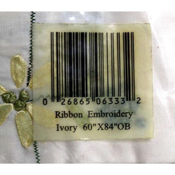 Handmade Ribbon Embroidery Flower Floral Linen Table Liner Home Decor 60"x84" - Picture 11 of 11